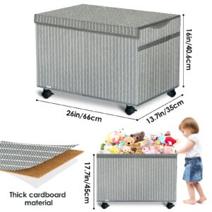 VERONLY Large Toy Box Storage Chest with Wheels for Boys,Girls, Collapsible Kids Toy Organizers and Storage Bins with Lids for Nursery,Playroom (Grey)