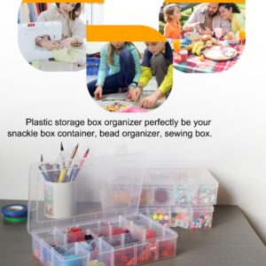 Qudqju Tackle Box Organizer Plastic Organizer Box with Dividers Bead Organizer Box Container Clear Snackle Box Container Large 15 Grid Box Organizer