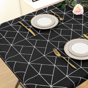 misaya Rectangle Fitted Plastic Table Cloth, Elastic Vinyl Flannel Backed Tablecloth, Waterproof Table Cover Fits 6 Foot Folding Tables for Outdoor Picnic Camping (Black, 30" x 72")