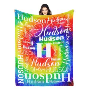 zaaprint colorful tie dye personalized blankets with name customized baby blankets for girls boys adults kids day gift(60x80 inch)