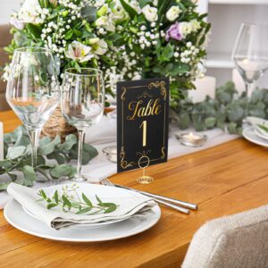 Hoemwarm 31 Sets Table Number Cards with Holders, Gold Black Table Numbers 1-30 and Head Table Holder 2 Inch Wedding Table Numbers Stand Place Card for Restaurants Party Centerpieces