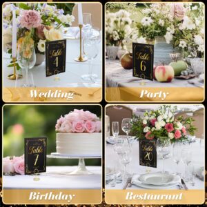 Hoemwarm 31 Sets Table Number Cards with Holders, Gold Black Table Numbers 1-30 and Head Table Holder 2 Inch Wedding Table Numbers Stand Place Card for Restaurants Party Centerpieces