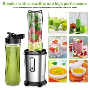 Upgrade Electric Smoothie Blender, Mini Small Personal Blender for Shakes & Smoothies, with 2 Portable 20oz Tritan Bottles, BPA-Free Juice Bullet Blender, 4 Powerful Blending Stainless Steel Blades