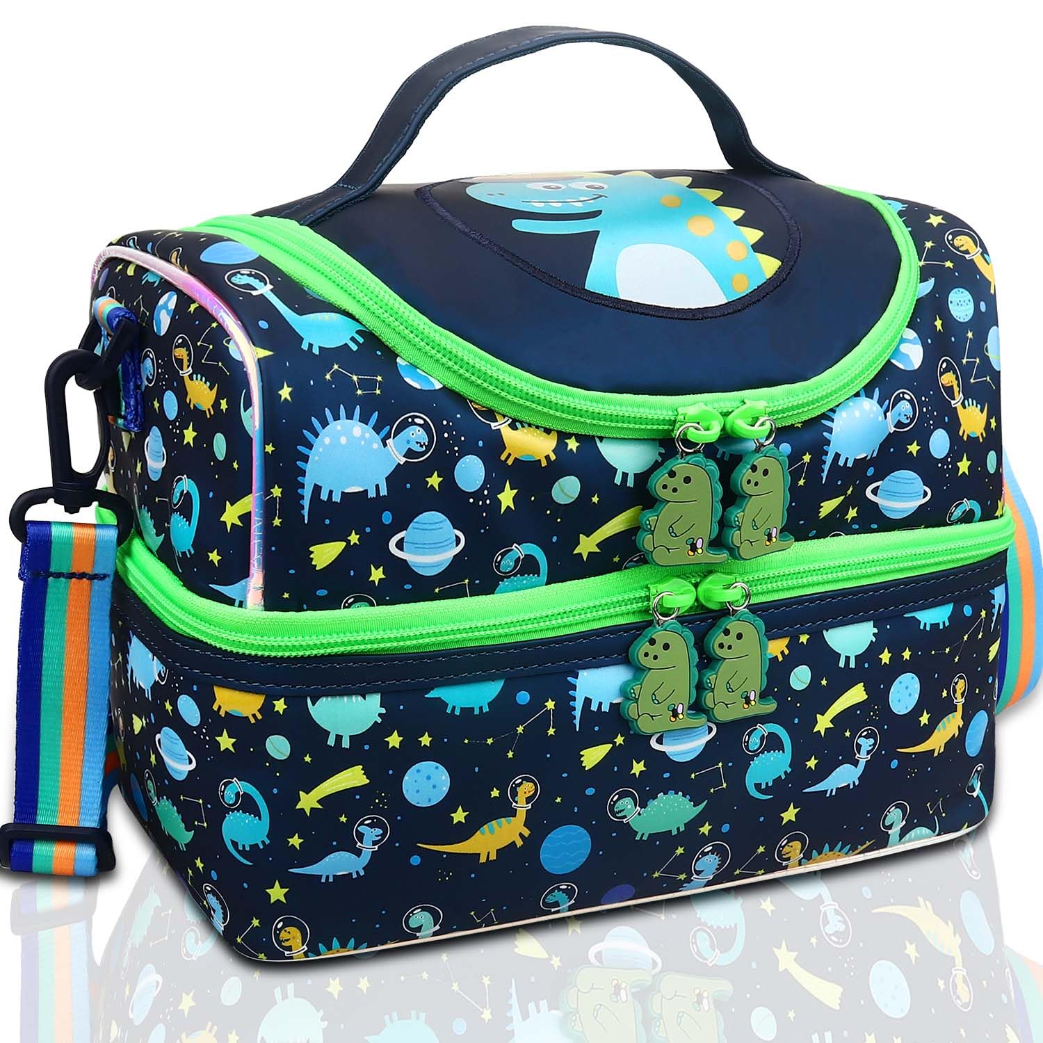 RHCPFOVR Kids Lunch Bag - Double - Decker Cooler Insulated Lunch Box for Boys Girls,Washable Lunch Bag with Strap and Reusable Toddler Lunchbox for School and Daycare