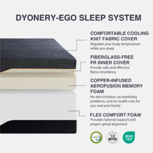 Dyonery Queen 14 Inch Memory Foam Mattress in a Box, Cooling Knit Fabric Cover, Copper Memory Foam, Made in USA, CertiPUR-US Certified, Firm Fiberglass Free Gel Mattress, 80”x60”, Black