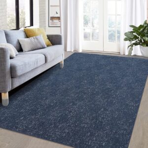 royhome area rug 5x7 modern solid textured machine washable rug contemporary yarn dyed jacquard farmhouse carpet rug stain resistant non-slip accent rug for living room dining table, navy