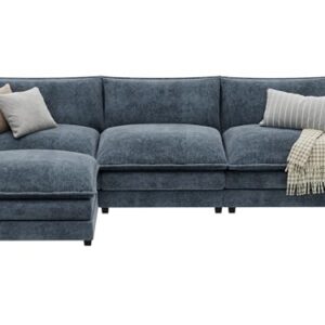 YESHOMY Sectional Modular Sofa L Shaped Chenille Fabric Couch with High Supportive & Soft Sponges and Removable Ottoman, Sleeper Comfy Upholstered Furniture for Living Room, Blue