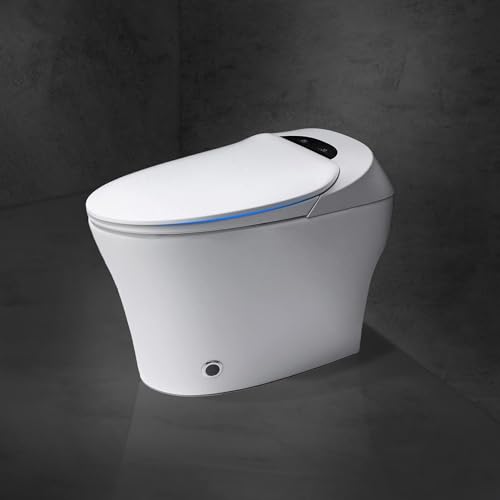 Wonder Comfort Smart Toilet with Remote/Foot Sensor/Various Washing Settings/Heated Seat, Tankless-Bidet-Toilet with Knob Control/Automatic Powerful Flush/Auto Shut-off