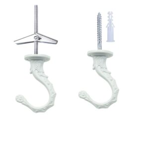 QLXHBOT Ceiling Hooks, Heavy Duty Swag Hook 65mm/2.6" with Screws Bolts and Toggle Wings for Hanging Plants Ceiling Installation Cavity Wall Fixing (3 Sets White)