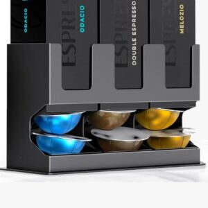 GALVANOX Pod Dispenser Designed for Nespresso Vertuo Capsules (3 Box Sleeve Holder) Freestanding Countertop Organizer Stand, Non-Slip Steel Base, Dispenses 3 Coffee Flavors (30 Vertuoline Pods)