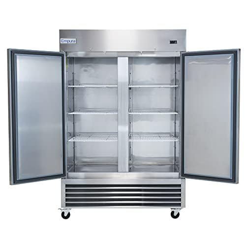 Empura 54" Reach-In Freezer with Two-Swing Solid Door | Merchandiser Frozen Display Refrigeration for Convinience Grocery Store Buffet | 42 Cu. Ft. | 53.9"W x 32.7"D x 82.3"H, Stainless Steel, 115v