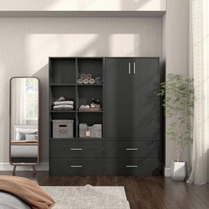 HOMES: Inside + Out Apexa 2-Drawer Wooden Stackable Storage Drawers, Small Food Pantry Cabinet, Cajonera De Madera, Underbed Drawer Dorm Teen Room Decor & Bedroom, Home Office, Kitchen, Black