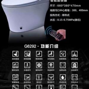 Wonder Comfort Smart Toilet with Remote/Foot Sensor/Various Washing Settings/Heated Seat, Tankless-Bidet-Toilet with Knob Control/Automatic Powerful Flush/Auto Shut-off