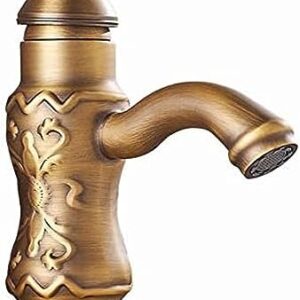 NANZU Kitchen & Bath Fixtures Taps Faucet,Full Copper Carved Rotating Faucet Retro Style Basin Faucet, C,A