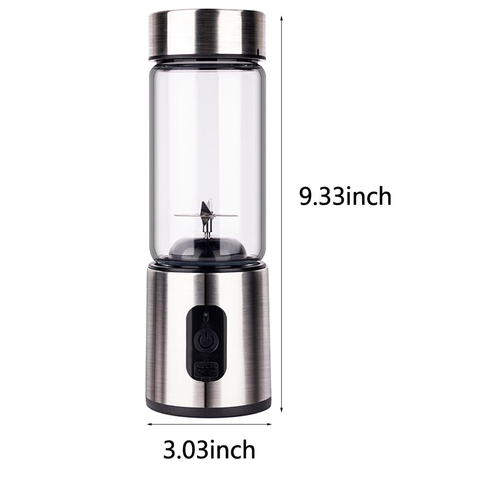 LBIMBIL Portable Blender, 14 Oz Personal Blender For Shakes and Smoothies with 6 Blades, Stainless steel Mini Blender Cup with Travel Lid For Kitchen, Travel, Office, 4000mah Usb Rechargeable