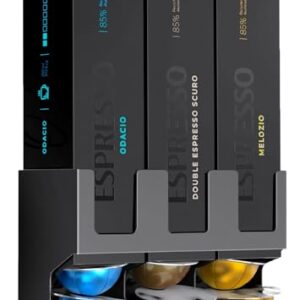 GALVANOX Pod Dispenser Designed for Nespresso Vertuo Capsules (3 Box Sleeve Holder) Freestanding Countertop Organizer Stand, Non-Slip Steel Base, Dispenses 3 Coffee Flavors (30 Vertuoline Pods)