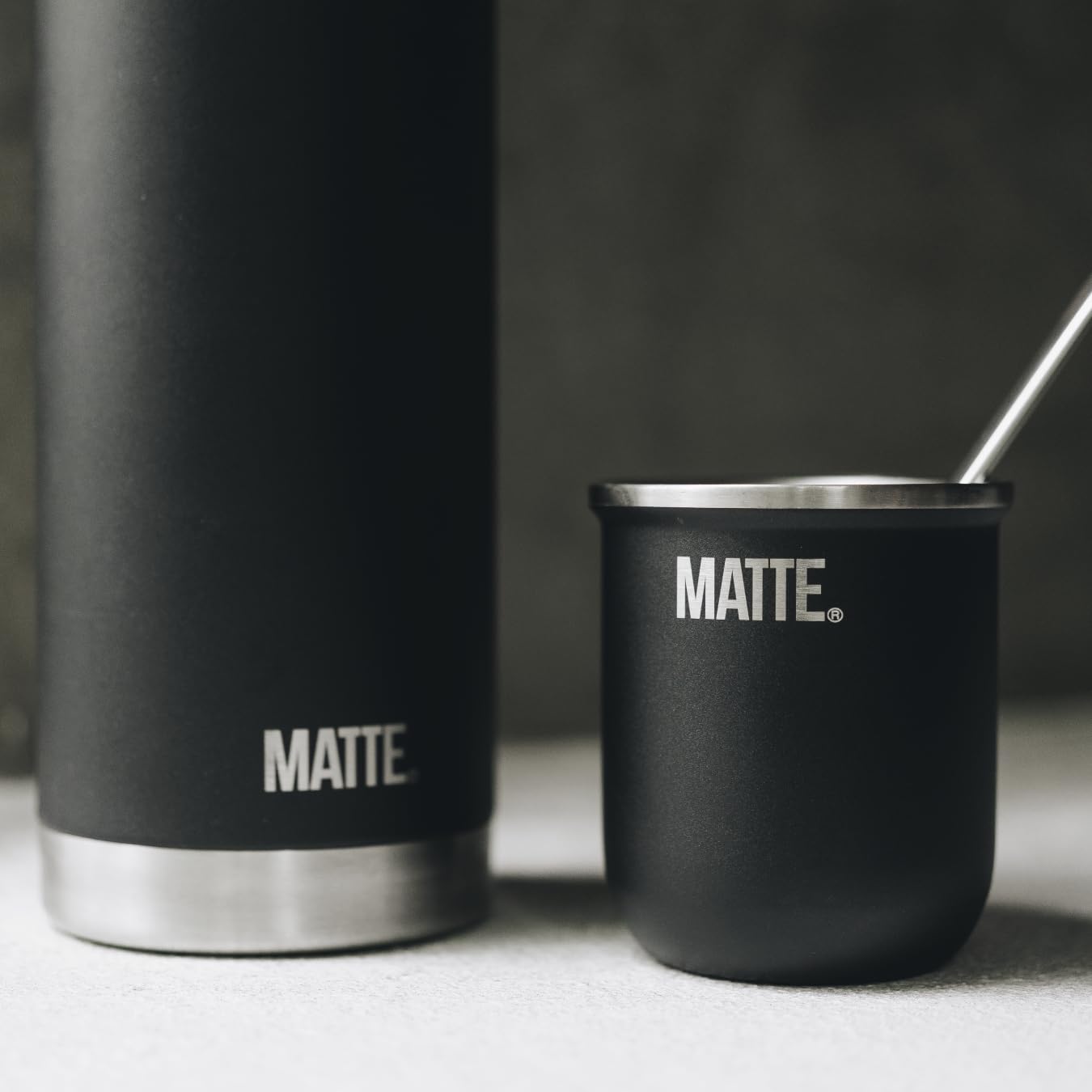 Matte Yerba Mate Cup and Bombilla Set 6 oz - Includes Premium Quality Box - BPA Free Yerba Mate Gourd with Mate Straw, Elegant Design, Non-Slip Base (Black)