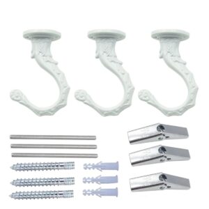 qlxhbot ceiling hooks, heavy duty swag hook 65mm/2.6" with screws bolts and toggle wings for hanging plants ceiling installation cavity wall fixing (3 sets white)