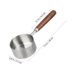 Alipis Butter Warmer, Stainless Steel Small Sauce Pan with Wooden Handle, Butter Chocolate Melting Coffee Milk Warmer Pot with Pouring Spout (125ML, 4.22OZ)