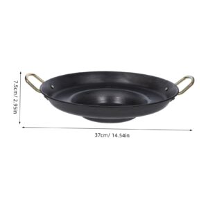 Amosfun Flat Bottom Concave Gong Pot Non Stick Baking Pan Fry Pans Crepe Pan Breakfast Pan Traditional Round Skillet Practical Non-stick Frying Pan Discada Disc Cooker Wok Stainless Steel