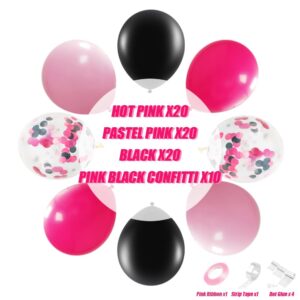 Pink and Black Balloons, 70pcs Black Pink Confetti Balloons for Girls Birthday Wedding Bridal Shower Graduation Party Decoration……