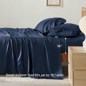 Bedsure Bundle of Polyester and Rayon Derived from Bamboo Blend Duvet Cover Set and Sheet Set of Rayon Derived from Bamboo, Queen Size