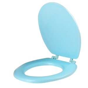 eioflia toilet seat round, blue toilet seat eav u-shaped waterproof round toilet seat minimalist type thickened colored toilet seat for standard toilets bathroom