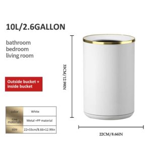 YOJIA 2.6 Gallon/10L Office Trash Cans,Open Top Waste Basket,White and Elegant Trash bin,Light Luxury Garbage Can,for Desk,Hotel,Living Room,Bedroom,Bathroom,Kitchen,RV,Cafe (White)