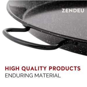 ZENDEU - Paella Pan 24 inch - Enameled Steel Paella Pan, Made in Spain - Easy Cleaning - Enameled Steel, 24 in - 60 cm (20 Servings) Cook your own Spanish Paella