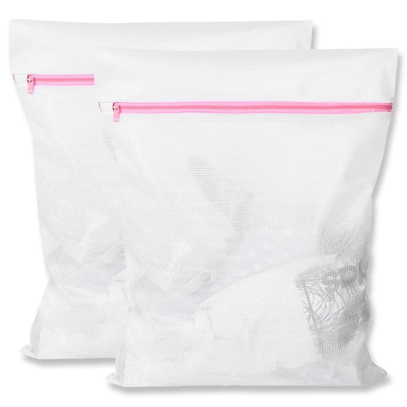 Zippered 12x12 Inch White Mesh Laundry Bags, 6-Pack