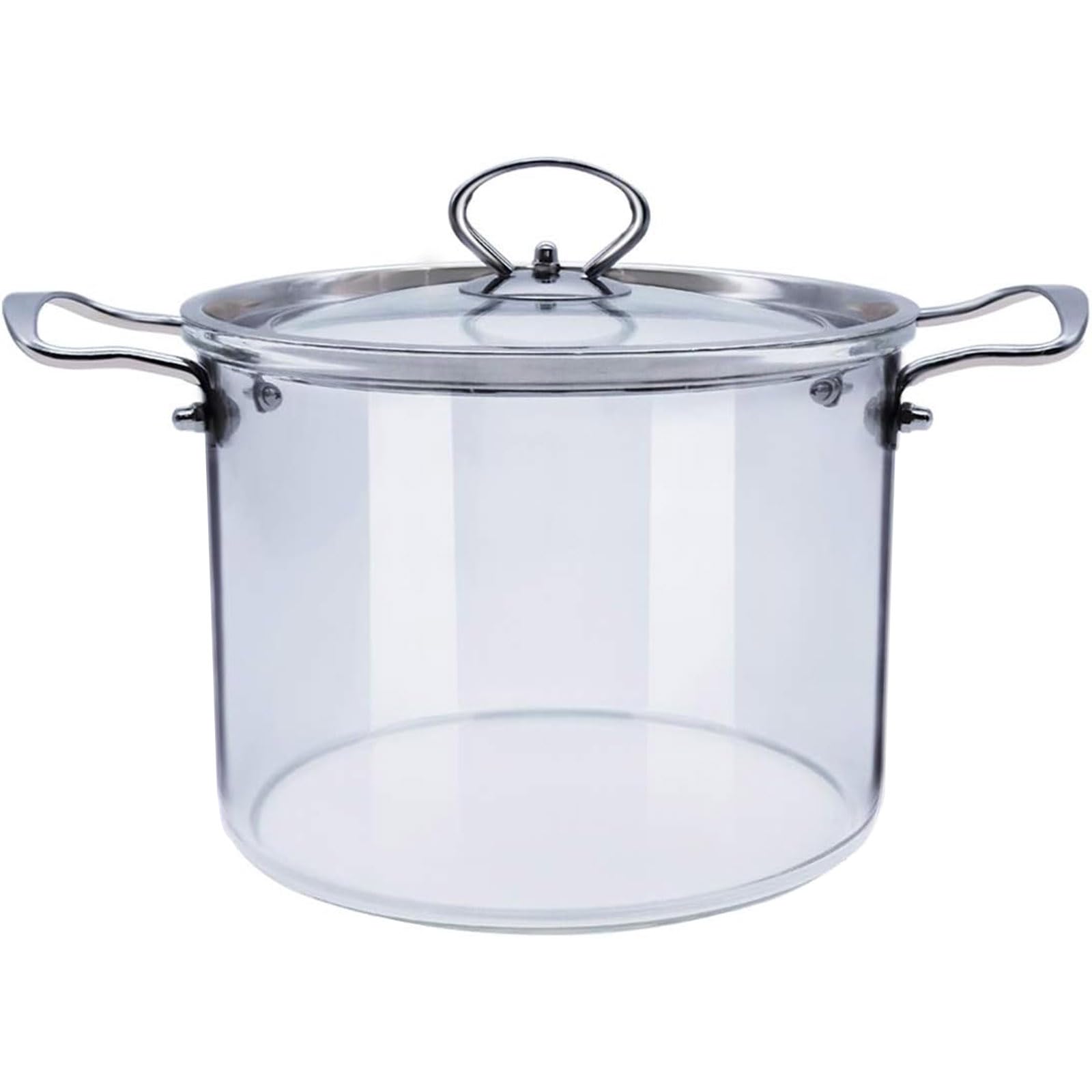 Hgjgwqh Clear Glass Pot for Cooking Large Glass Saucepan with Cover on Stove Big Glass Simmer Pot with Stainless Steel Handle Stovetop Cooking Pot Glass Cookware Pot for Home Kitchen Restaurant,4.5L