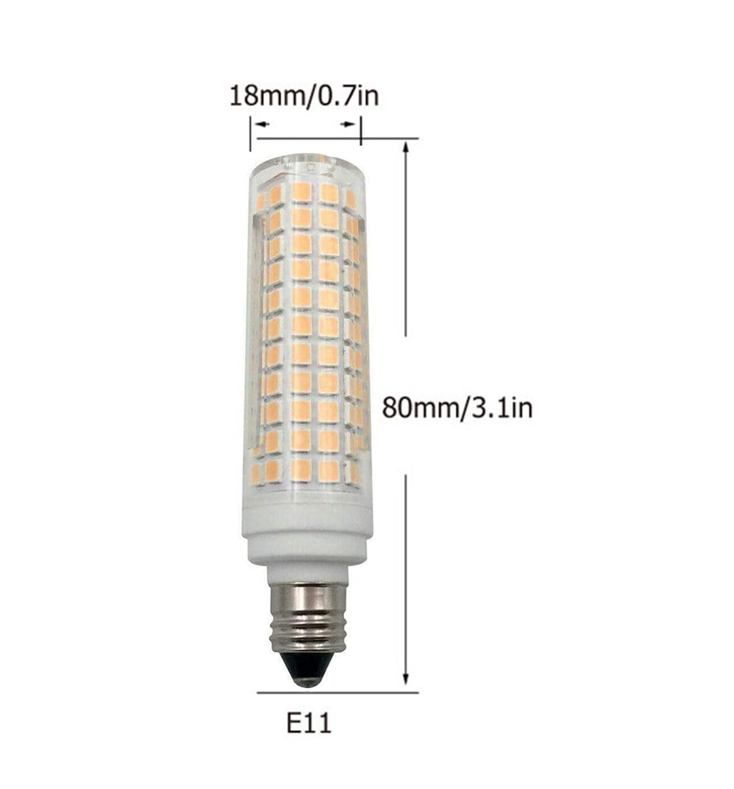 Edearkar 15W E11 LED Bulb Dimmable 136LEDs 150W Halogen Bulbs Equivalent, 1500lm, 110V, Warm White 3000K, E11 Base, Dimmable LED Candelabra Lamp for Home Light, Pack of 4