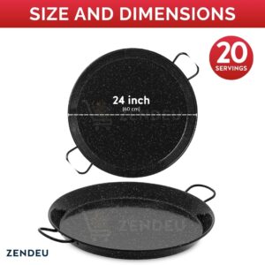 ZENDEU - Paella Pan 24 inch - Enameled Steel Paella Pan, Made in Spain - Easy Cleaning - Enameled Steel, 24 in - 60 cm (20 Servings) Cook your own Spanish Paella