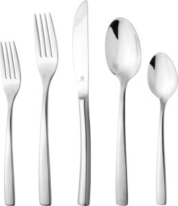 danialli 80 piece silverware set for 16, 18 10 stainless steel silverware set, modern sleek flatware set includes knife/fork/spoon & long teaspoon/salad fork mirror-polished & dishwasher safe cutlery