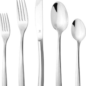 DANIALLI 80 Piece Silverware Set For 16, 18 10 Stainless Steel Silverware Set, Modern Sleek Flatware Set Includes Knife/Fork/Spoon & Long Teaspoon/Salad Fork Mirror-Polished & Dishwasher Safe Cutlery