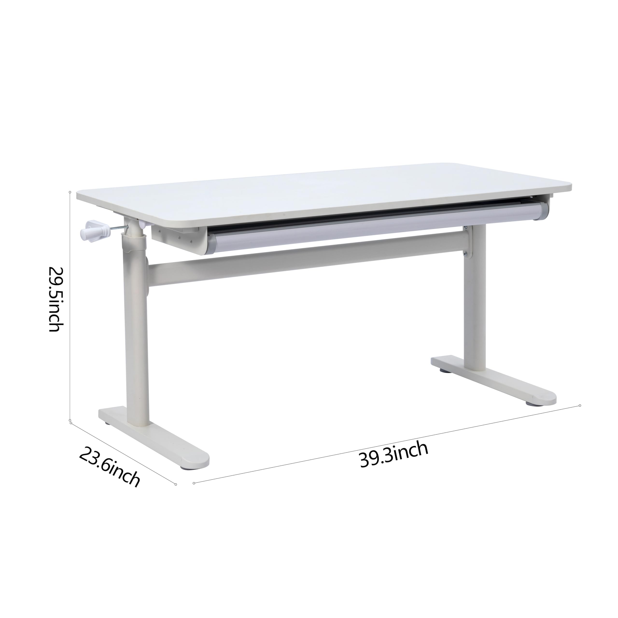 Fosheni Ultimate Kids Adjustable Study Desk - Height-Adjustable [39" x 23"] Children's Workstation with Large Desktop, Storage Drawer, and Ergonomic Design - Ideal for Writing,Reading,White