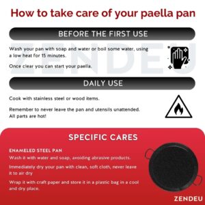 ZENDEU - Paella Pan 24 inch - Enameled Steel Paella Pan, Made in Spain - Easy Cleaning - Enameled Steel, 24 in - 60 cm (20 Servings) Cook your own Spanish Paella