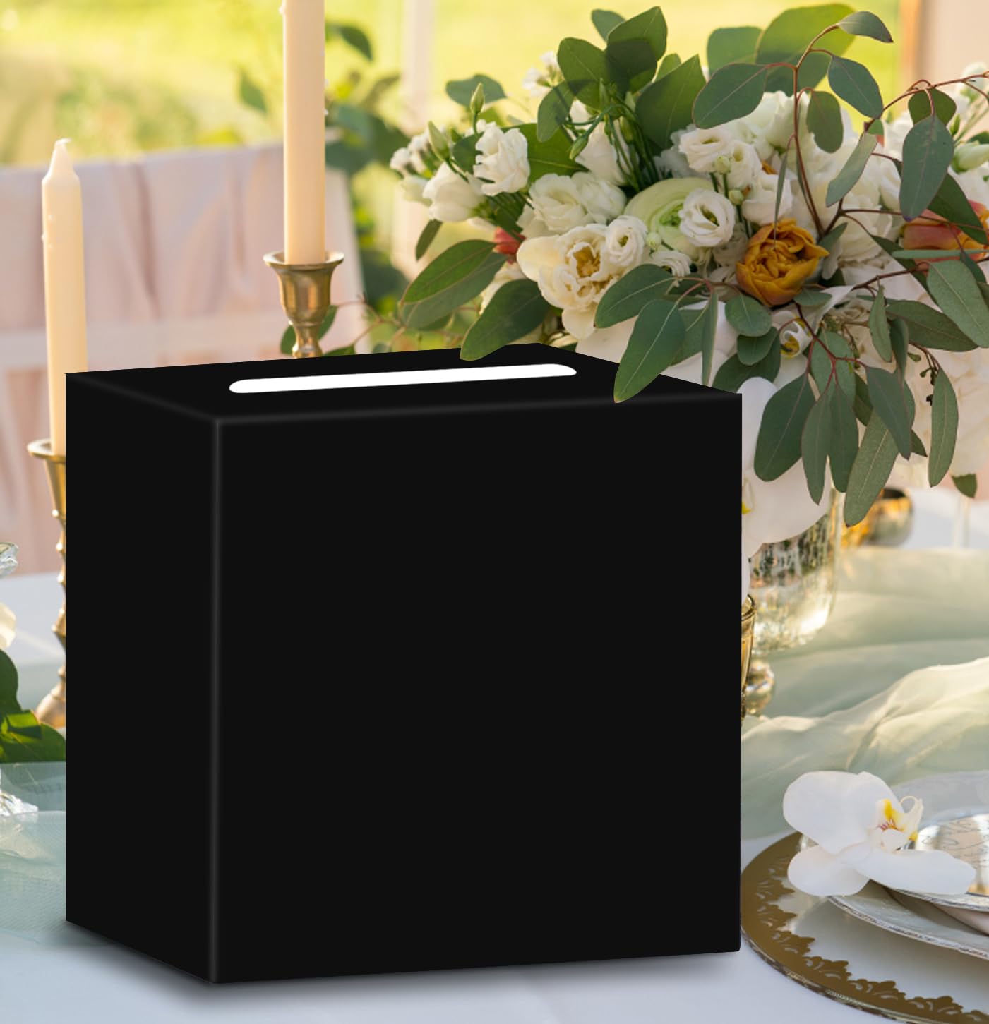 SietDESEO Black Card Box Diy Gift Card Box Money Card Box Holder for Wedding Reception Baby Shower Bridal Shower Birthday Party Black Wedding Card Box