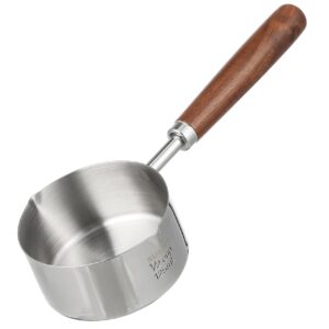 alipis butter warmer, stainless steel small sauce pan with wooden handle, butter chocolate melting coffee milk warmer pot with pouring spout (125ml, 4.22oz)