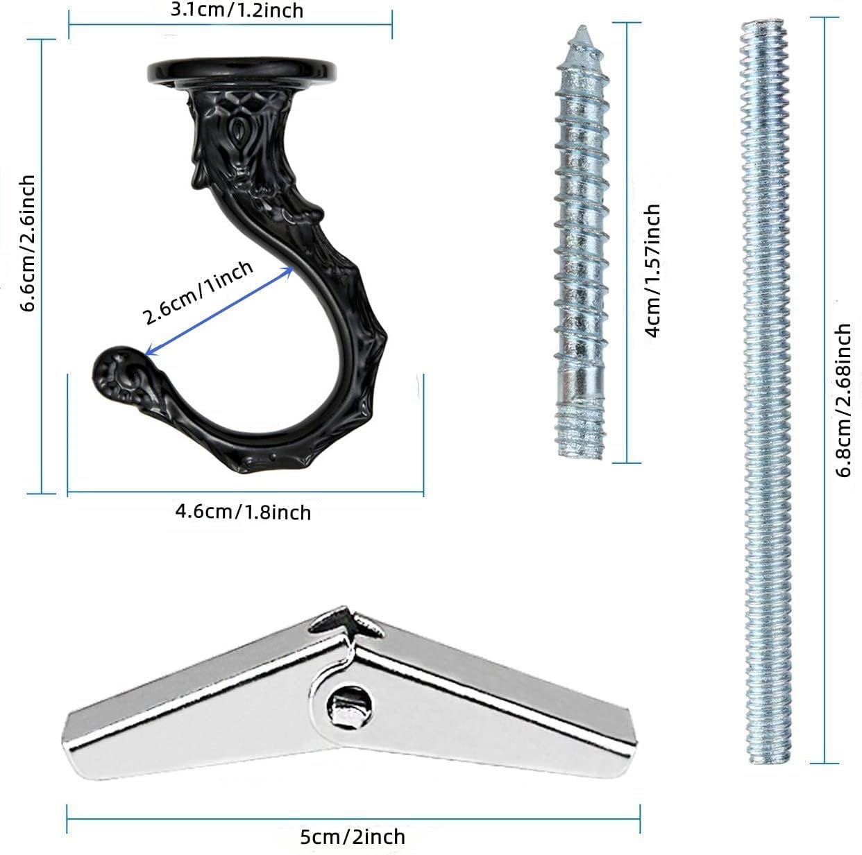 QLXHBOT Ceiling Hooks, Heavy Duty Swag Hook 65mm/2.6" with Screws Bolts and Toggle Wings for Hanging Plants Ceiling Installation Cavity Wall Fixing (3 Sets)