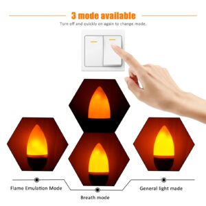 Bestview Flickering Light Bulbs,3 Modes Led Flame Effect Light Bulbs, Smart E26/E27 Chandelier Base Candle Fire Light Bulb for Halloween, Christmas,Party, Porch, Indoor&Outdoor Home Decoration-6 Pack