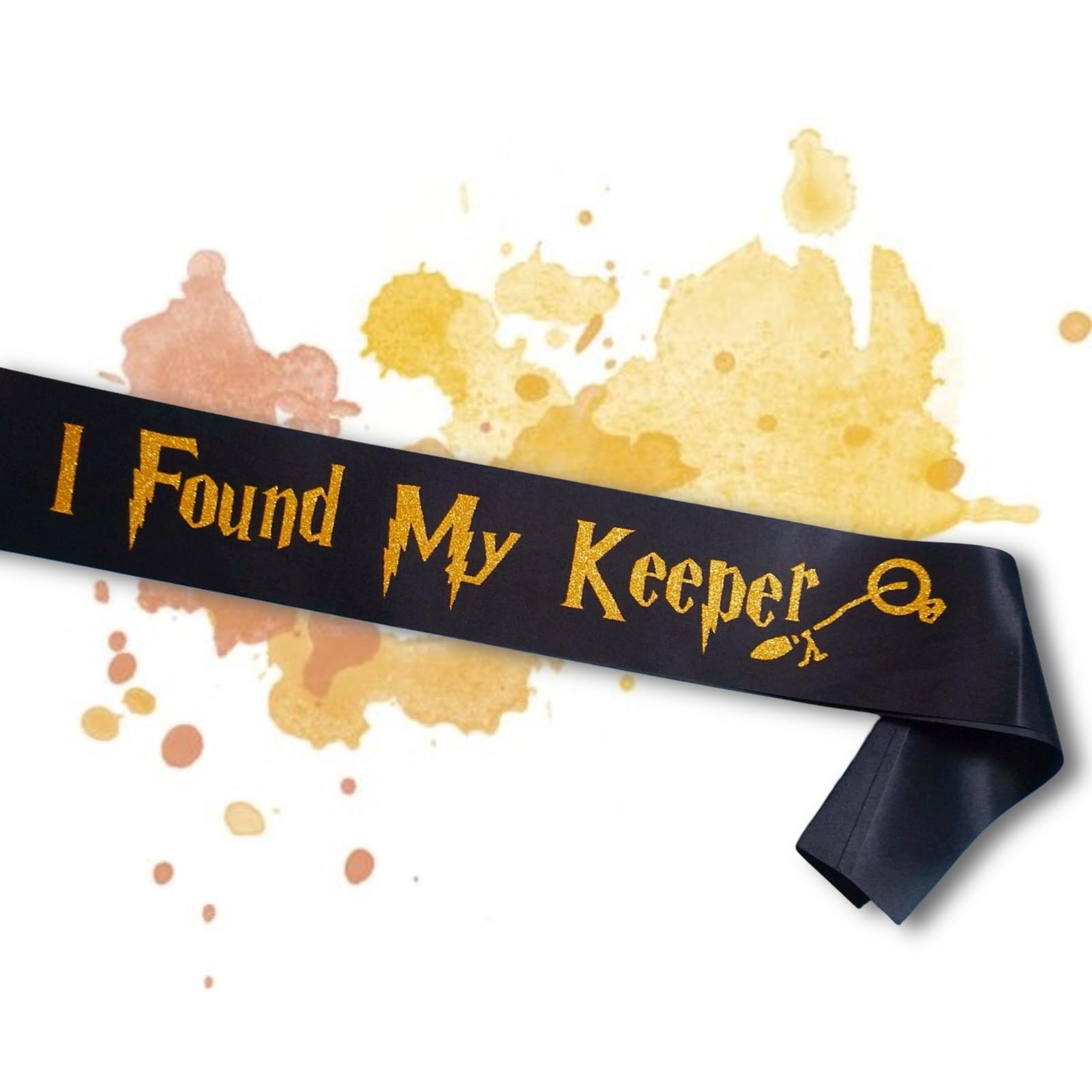 Decorit I Found My Keeper Sash, Bride to Be, for Engagement Bachelorette Bridal Shower, Muggle to Mrs Parry Hotter Themed Party Decorations and Supplies, Black and Gold Glitter