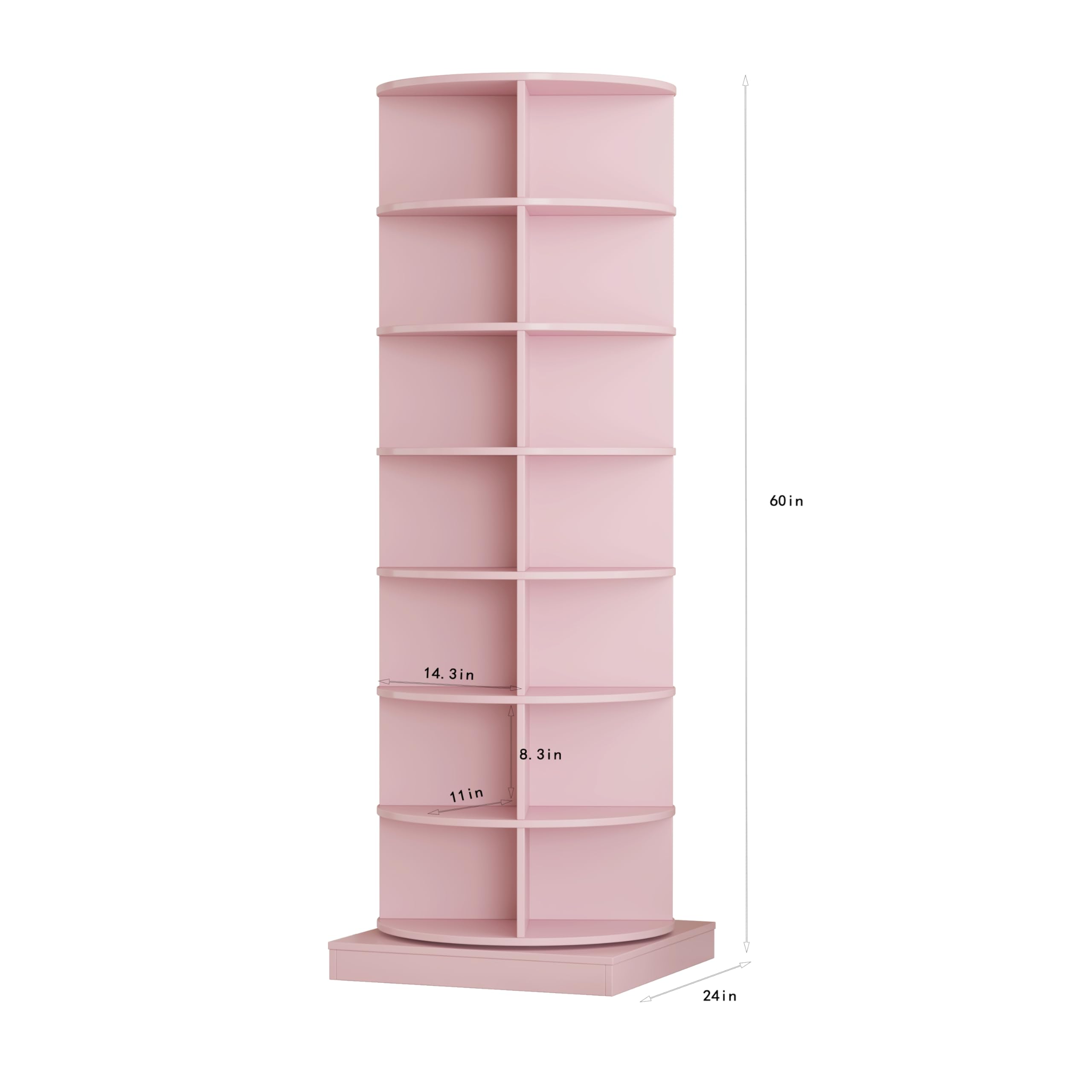 Dithoko Rotating Shoe Rack, 7-Tiers Storage Shoe Rack Tower, Free Standing 360°Shoe Storage Organizer Shoe Rack for Entryway Living Room Hallway (Pink, 7-Tiers)