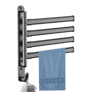 DUDOK Swivel Bathroom Towel Rack, Carbon Steel Towel Rack, Wall Mounted Towel Holder, Bath Towel Holder for Bathroom Wall, Towel Hanger for Bathroom, Kitchen, Waterproof, Rustproof, Space Saving Wall