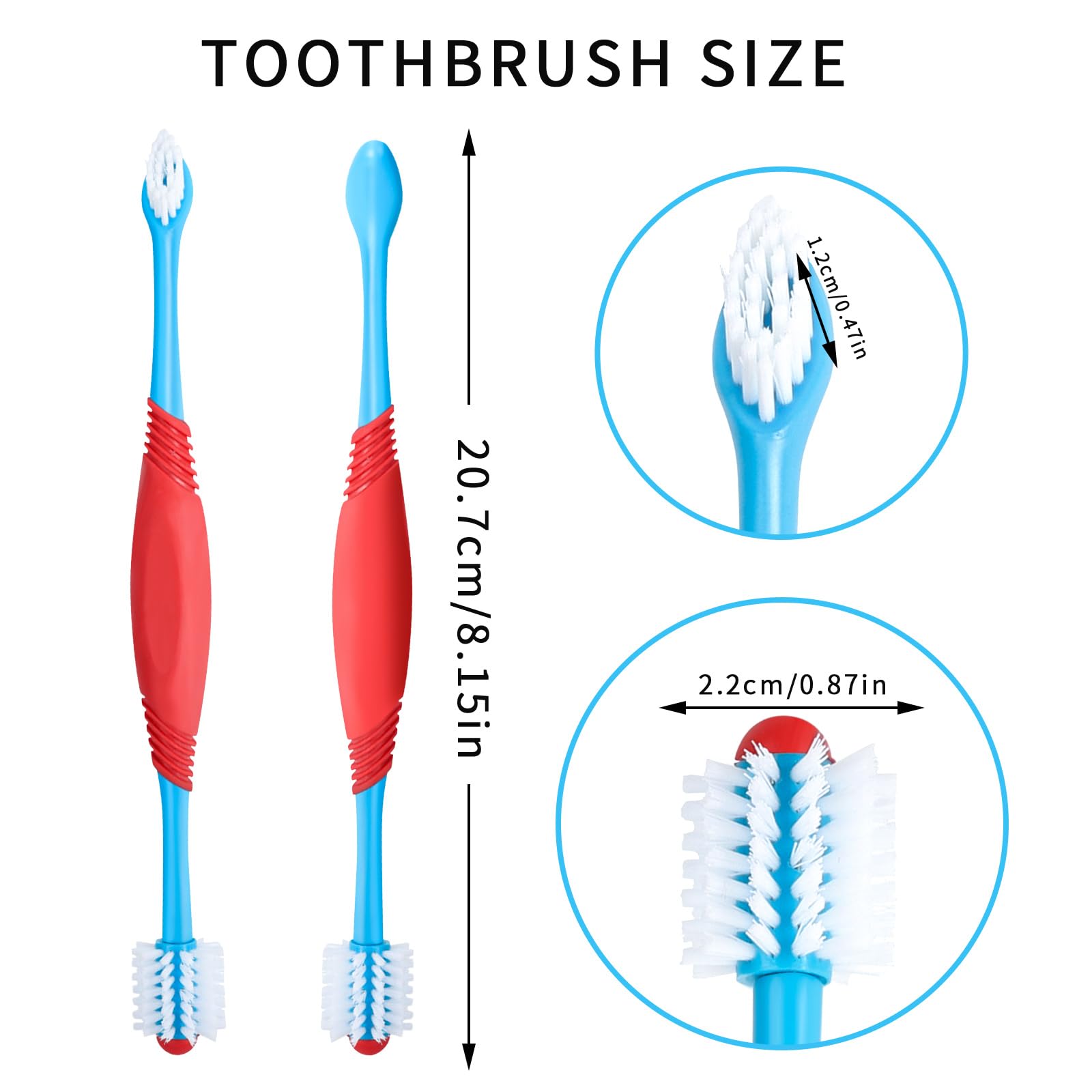 STSAIL 2PCS Dog Toothbrush 360 Degree Dog Tooth Brush, Dual Head Dog Tooth Brushing Kit Non Slip Toothbrush for Dogs and Cat Teeth Clean Pet Toothbrush Dental Care