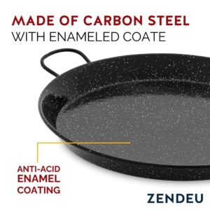 ZENDEU - Paella Pan 24 inch - Enameled Steel Paella Pan, Made in Spain - Easy Cleaning - Enameled Steel, 24 in - 60 cm (20 Servings) Cook your own Spanish Paella