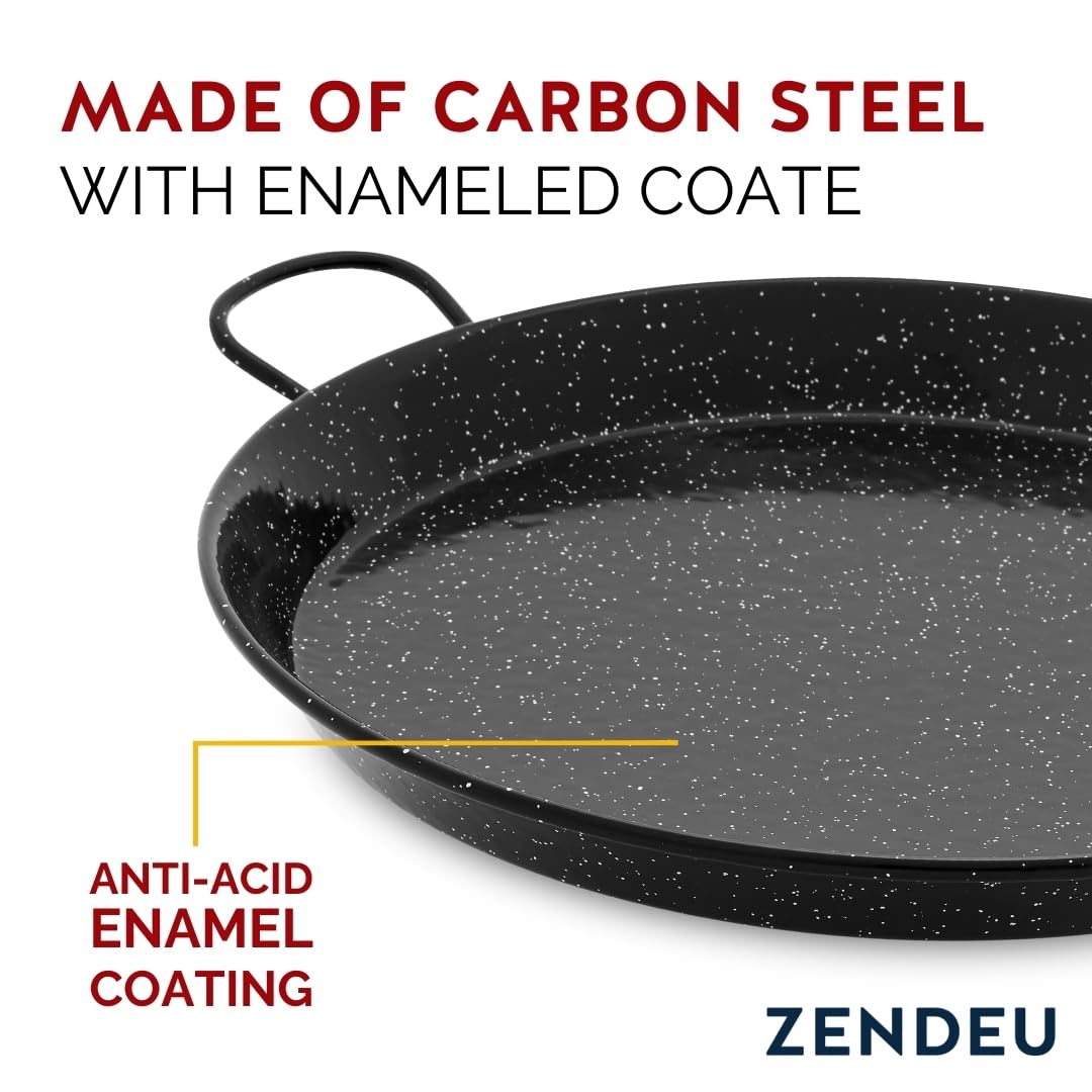 ZENDEU - Paella Pan 24 inch - Enameled Steel Paella Pan, Made in Spain - Easy Cleaning - Enameled Steel, 24 in - 60 cm (20 Servings) Cook your own Spanish Paella