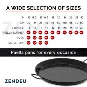 ZENDEU - Paella Pan 24 inch - Enameled Steel Paella Pan, Made in Spain - Easy Cleaning - Enameled Steel, 24 in - 60 cm (20 Servings) Cook your own Spanish Paella