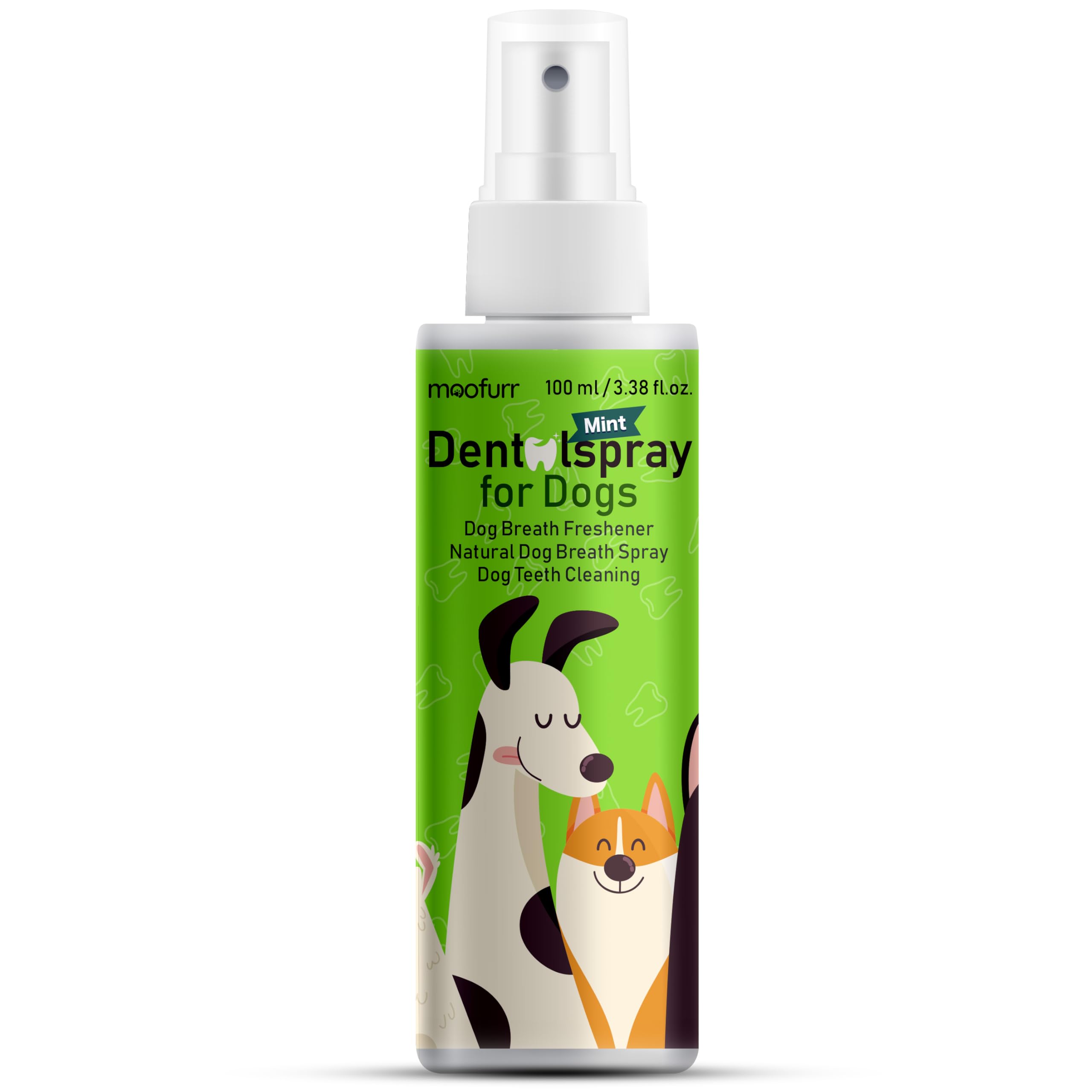 Moofurr Natural Fresh Breath Dental Spray 3.38 fl.oz - Dog Breath Spray I Mint Dog Breath Freshener I Dog Teeth Cleaning