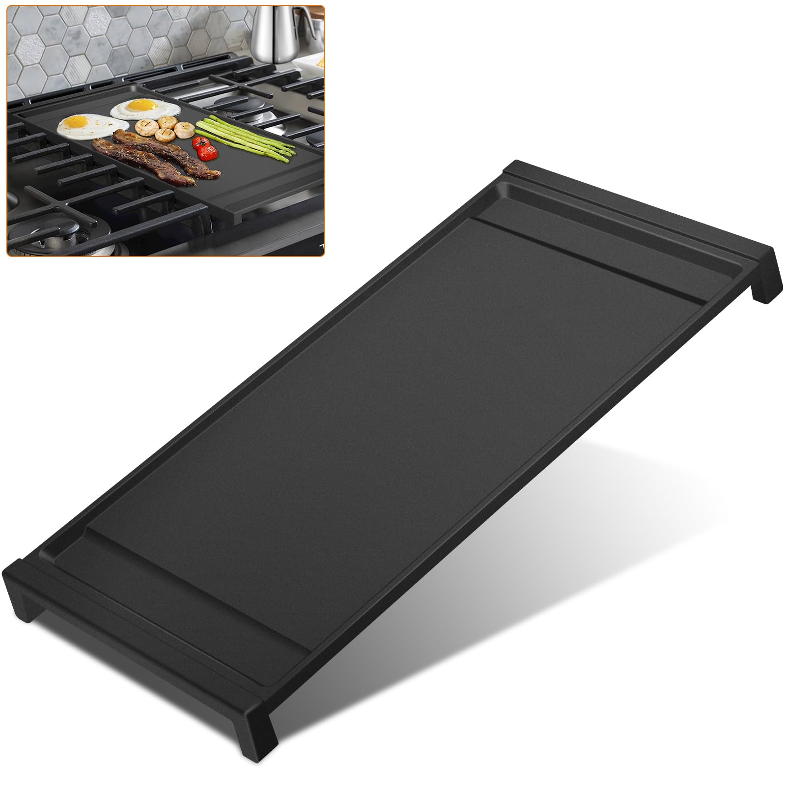 UPGRADED WB31X24738 Griddle Replacement for GE Appliance Gas Range Center Griddle,9 ×19.5 inch Griddle Compatible with GE Stove Parts, Aluminum with Food Grade Nonstick Griddle Cooktop Plate Flat